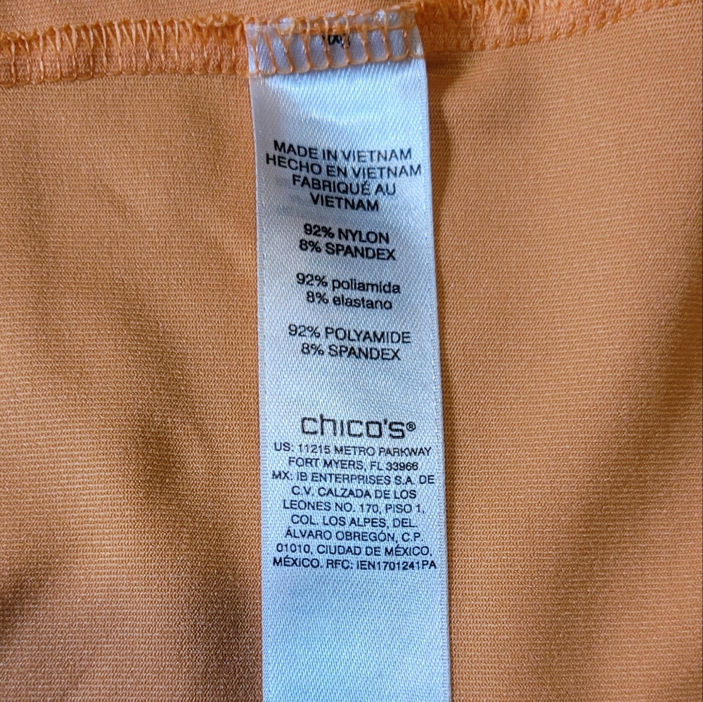 Chico's Womens Size 2 Large/12 Orange Tank Top Nylon Spandex Microfiber Scoop - Picture 3 of 7
